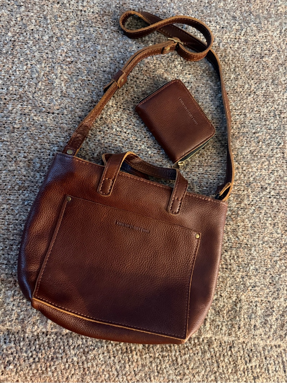 Portland Leather Women’s Mini Crossbody tote Leather Bag AND Wallet - NUTMEG